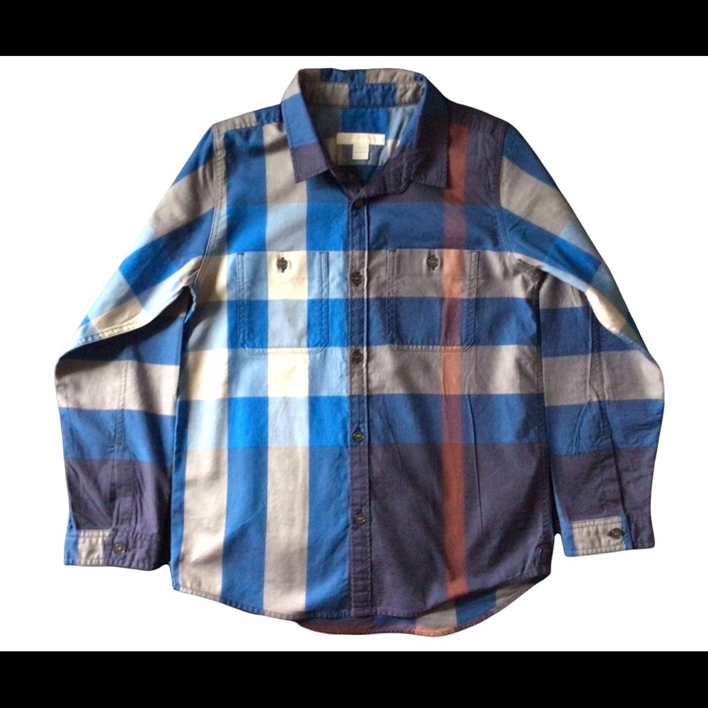 Burberry Children’s Check Button Down Shirt, Boys Size 8y